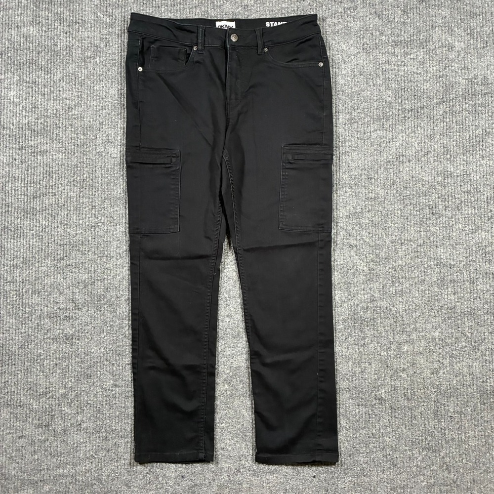 DKNY Stanton Slim Fit Cargo Pants Mens Size 32x30 Black Stretch Utility Low Rise